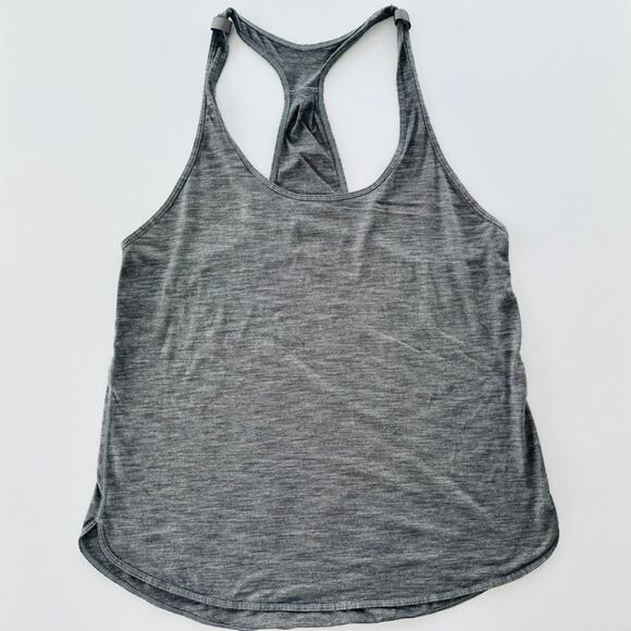 Lululemon 105 F Singlet Tank Top Size 8 Heathered Grey Black Lightweight Loose - Picture 2 of 7